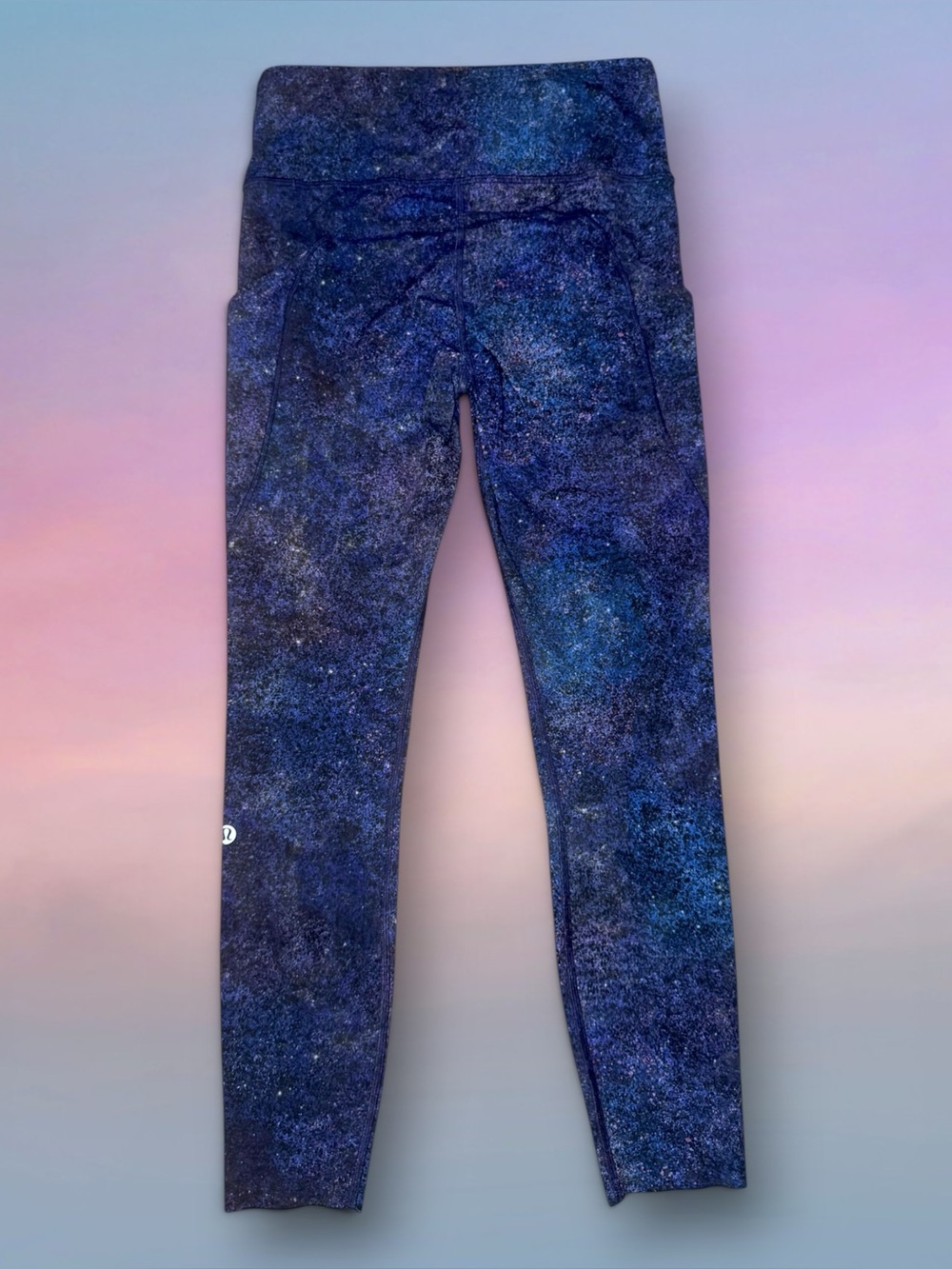 Lululemon Fast & Free Tights Polar Lights Blue Multi Galaxy Space Nulux Size 6